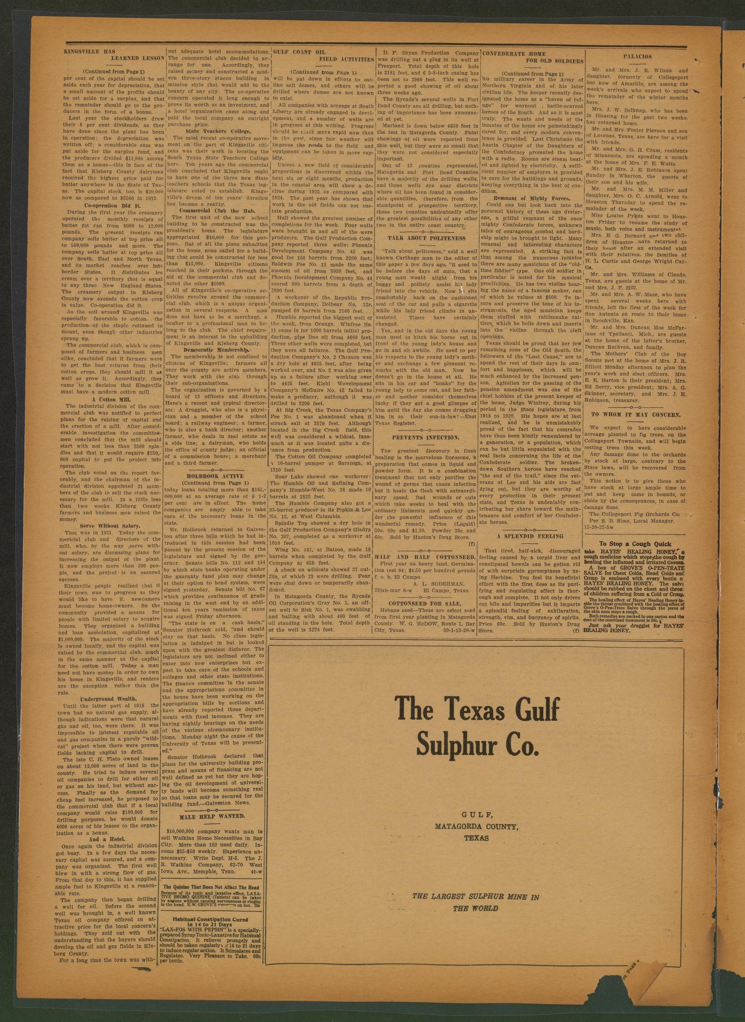 The Matagorda County Tribune (Bay City, Tex.), Vol. 79, No. 51, Ed. 1 Friday, February 13, 1925
                                                
                                                    [Sequence #]: 2 of 8
                                                