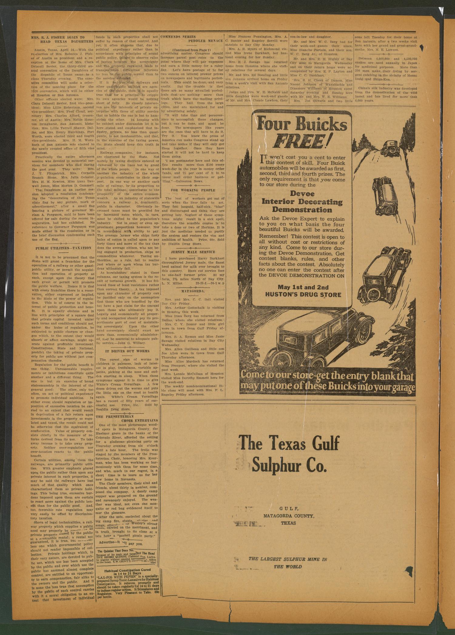The Matagorda County Tribune (Bay City, Tex.), Vol. 80, No. 10, Ed. 1 Friday, May 1, 1925
                                                
                                                    [Sequence #]: 2 of 8
                                                