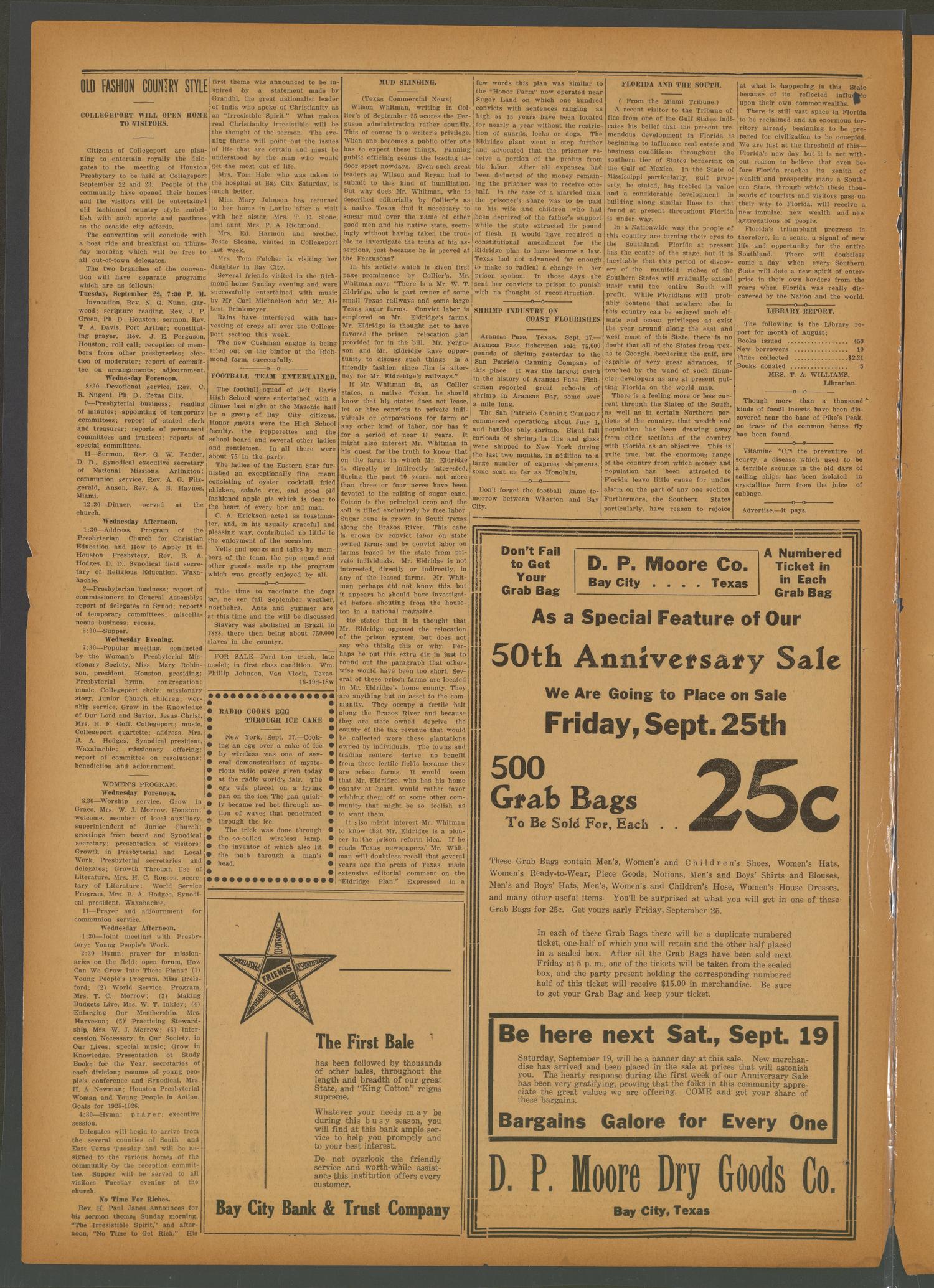 The Matagorda County Tribune (Bay City, Tex.), Vol. 80, No. 30, Ed. 1 Friday, September 18, 1925
                                                
                                                    [Sequence #]: 2 of 8
                                                