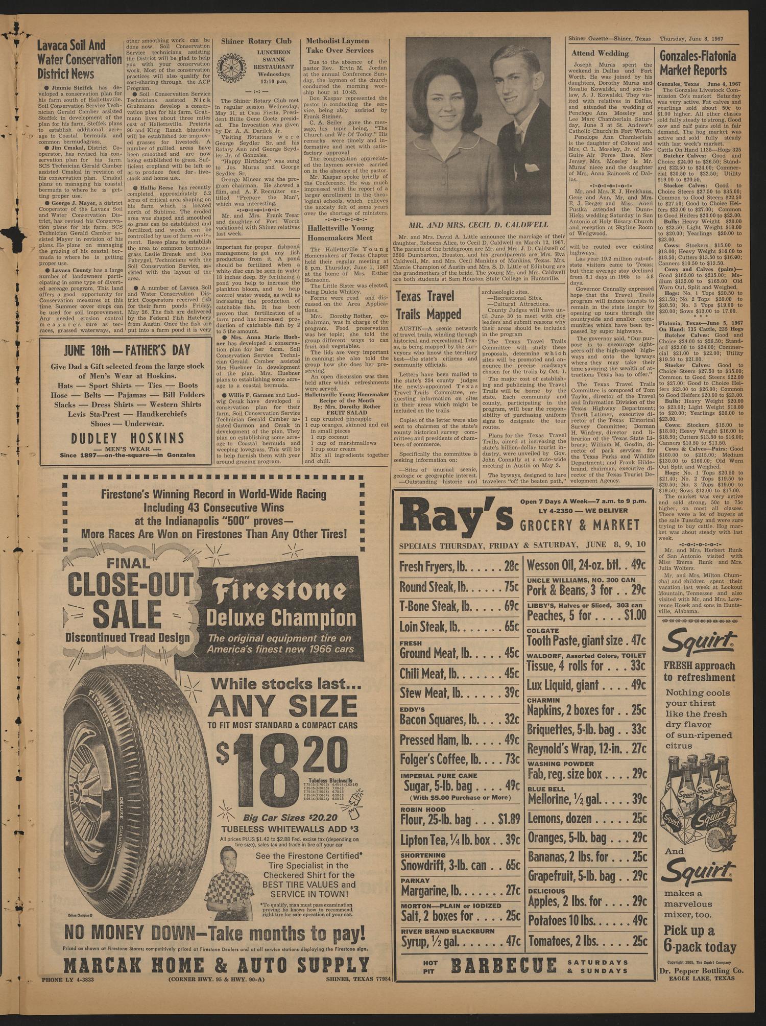 The Shiner Gazette (Shiner, Tex.), Vol. 75, No. 23, Ed. 1 Thursday, June 8, 1967
                                                
                                                    [Sequence #]: 3 of 8
                                                