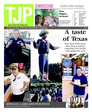 Primary view of object titled 'Texas Jewish Post (Dallas, Tex.), Vol. 69, No. 41, Ed. 1 Thursday, October 8, 2015'.