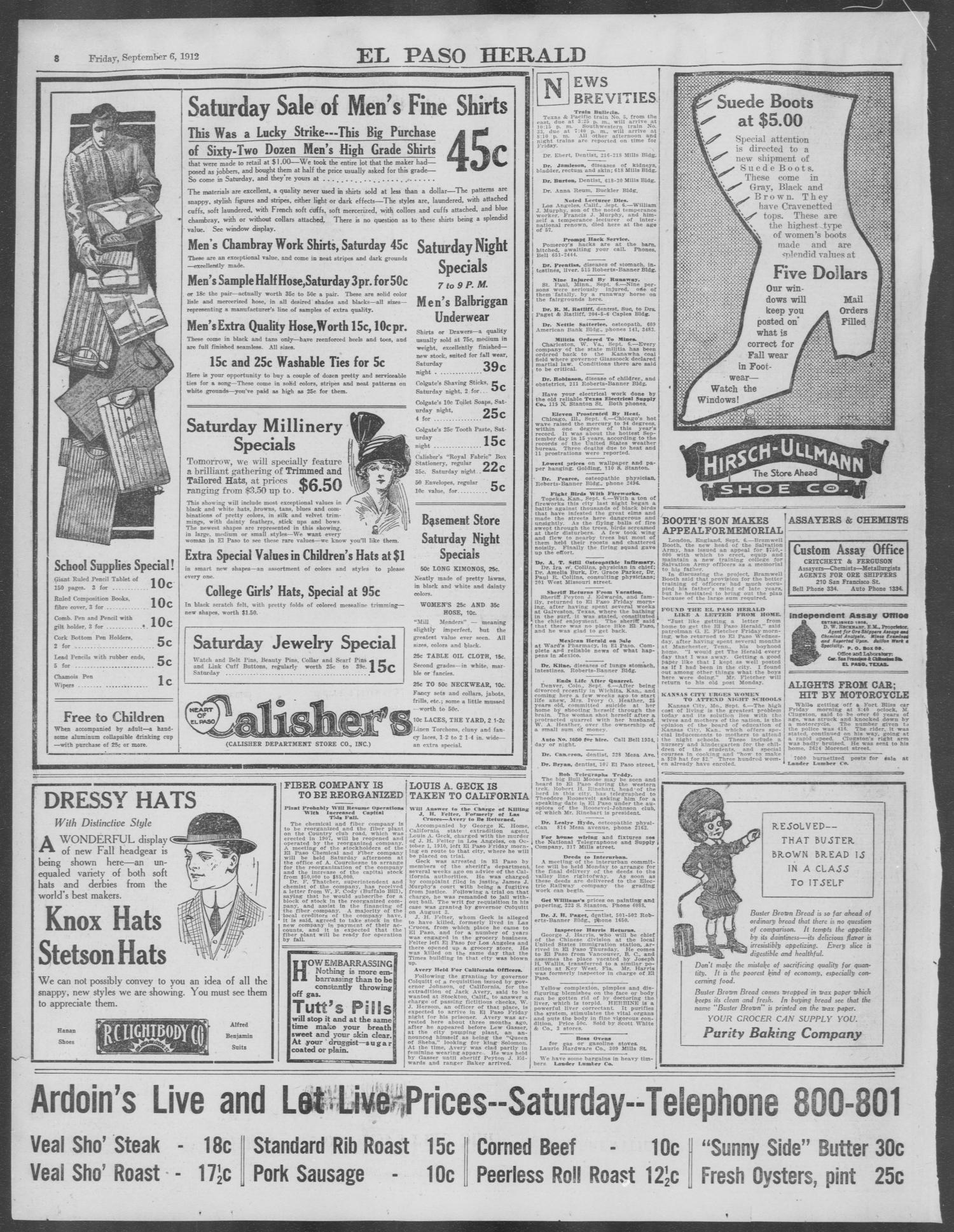 El Paso Herald (El Paso, Tex.), Ed. 1, Friday, September 6, 1912
                                                
                                                    [Sequence #]: 8 of 14
                                                