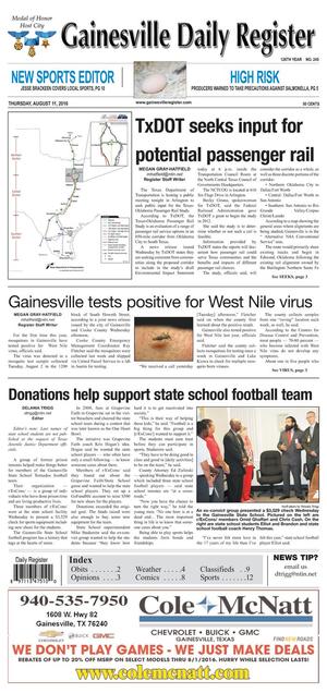 Gainesville Daily Register (Gainesville, Tex.), Vol. 126, No. 245, Ed. 1 Thursday, August 11, 2016