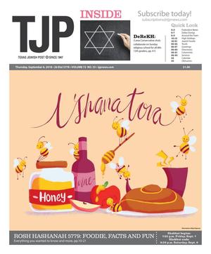 Primary view of object titled 'Texas Jewish Post (Dallas, Tex.), Vol. 72, No. 34, Ed. 1 Thursday, September 6, 2018'.