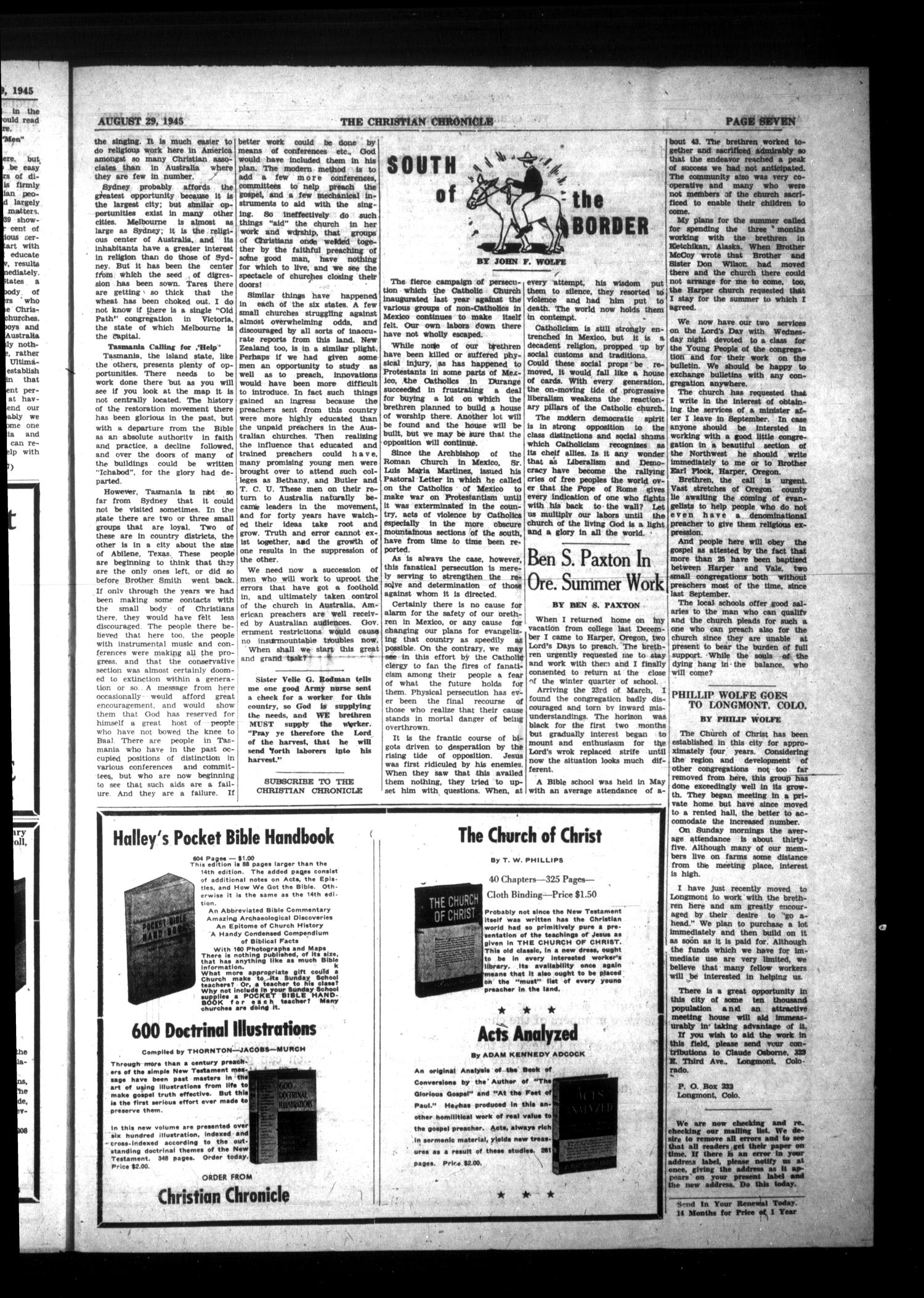 Christian Chronicle (Abilene, Tex.), Vol. 3, No. 13, Ed. 1 Wednesday, August 29, 1945
                                                
                                                    [Sequence #]: 7 of 8
                                                