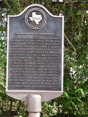 Primary view of object titled 'Historic Plaque, Stephens County Courthouse'.