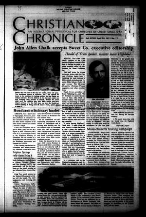 Primary view of object titled 'Christian Chronicle (Austin, Tex.), Vol. 28, No. 17, Ed. 1 Monday, April 26, 1971'.