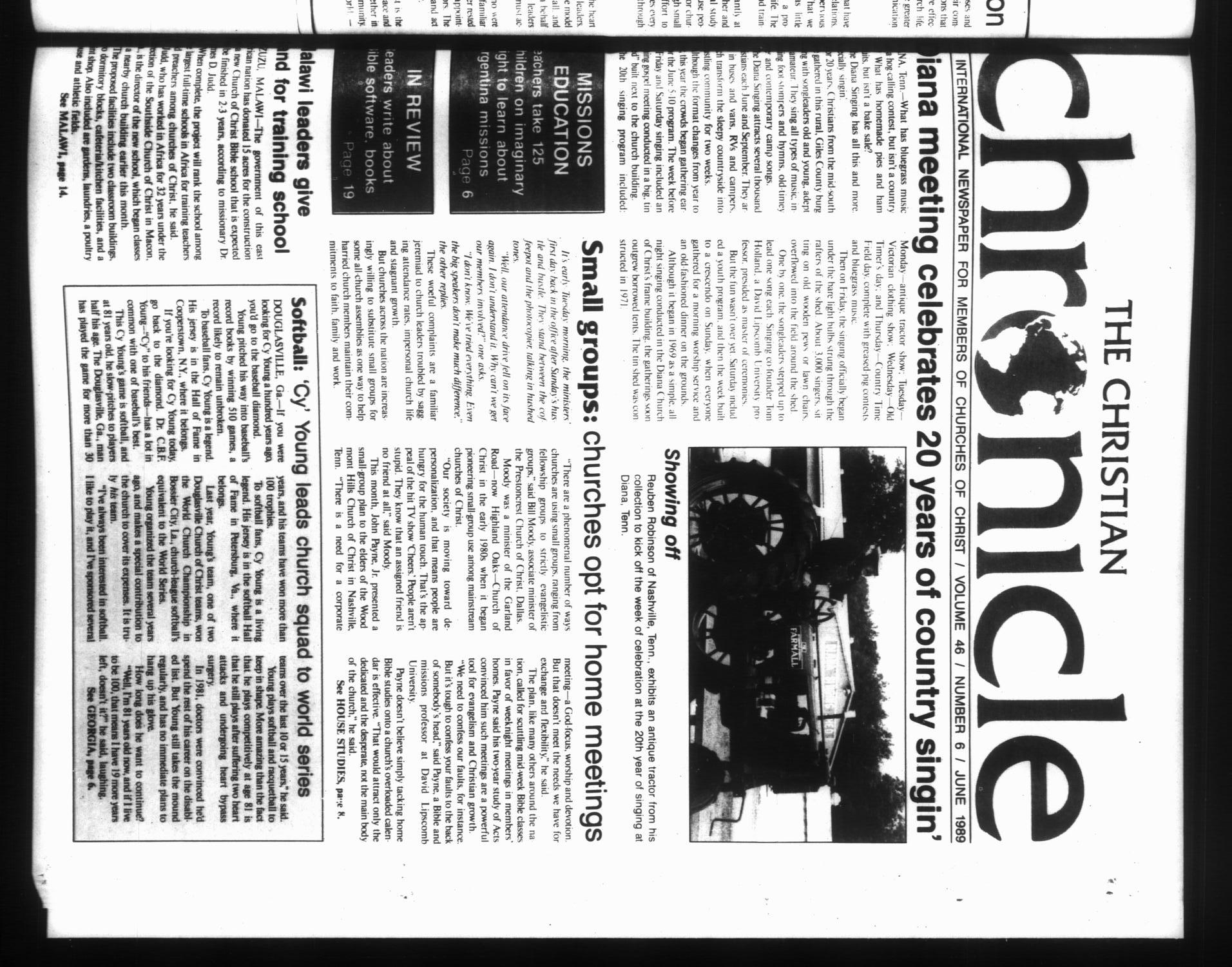 The Christian Chronicle (Oklahoma City, Okla.), Vol. 46, No. 6, Ed. 1 Thursday, June 1, 1989
                                                
                                                    [Sequence #]: 1 of 20
                                                