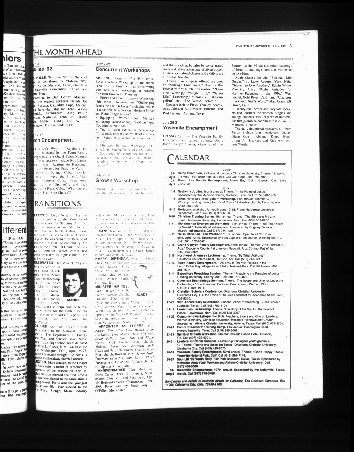 The Christian Chronicle (Oklahoma City, Okla.), Vol. 49, No. 7, Ed. 1 Wednesday, July 1, 1992
                                                
                                                    [Sequence #]: 3 of 28
                                                