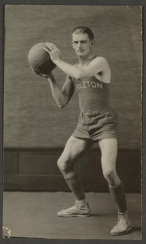 Primary view of object titled '[Basketball Player Positioned to Throw a Ball]'.