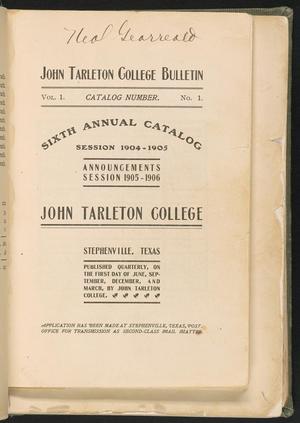 Catalog of John Tarleton Agricultural College, 1904-1905