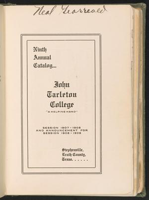 Primary view of object titled 'Catalog of John Tarleton Agricultural College, 1907-1908'.