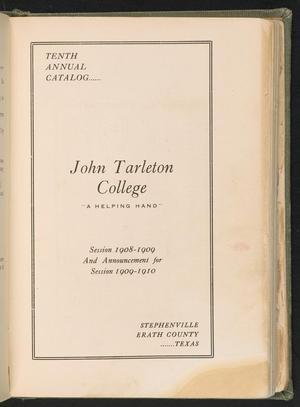 Catalog of John Tarleton Agricultural College, 1908-1909