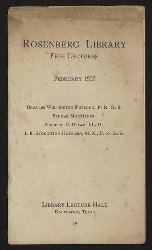 Primary view of object titled '[Pamphlet for Rosenberg Library Free Lectures in February 1917]'.