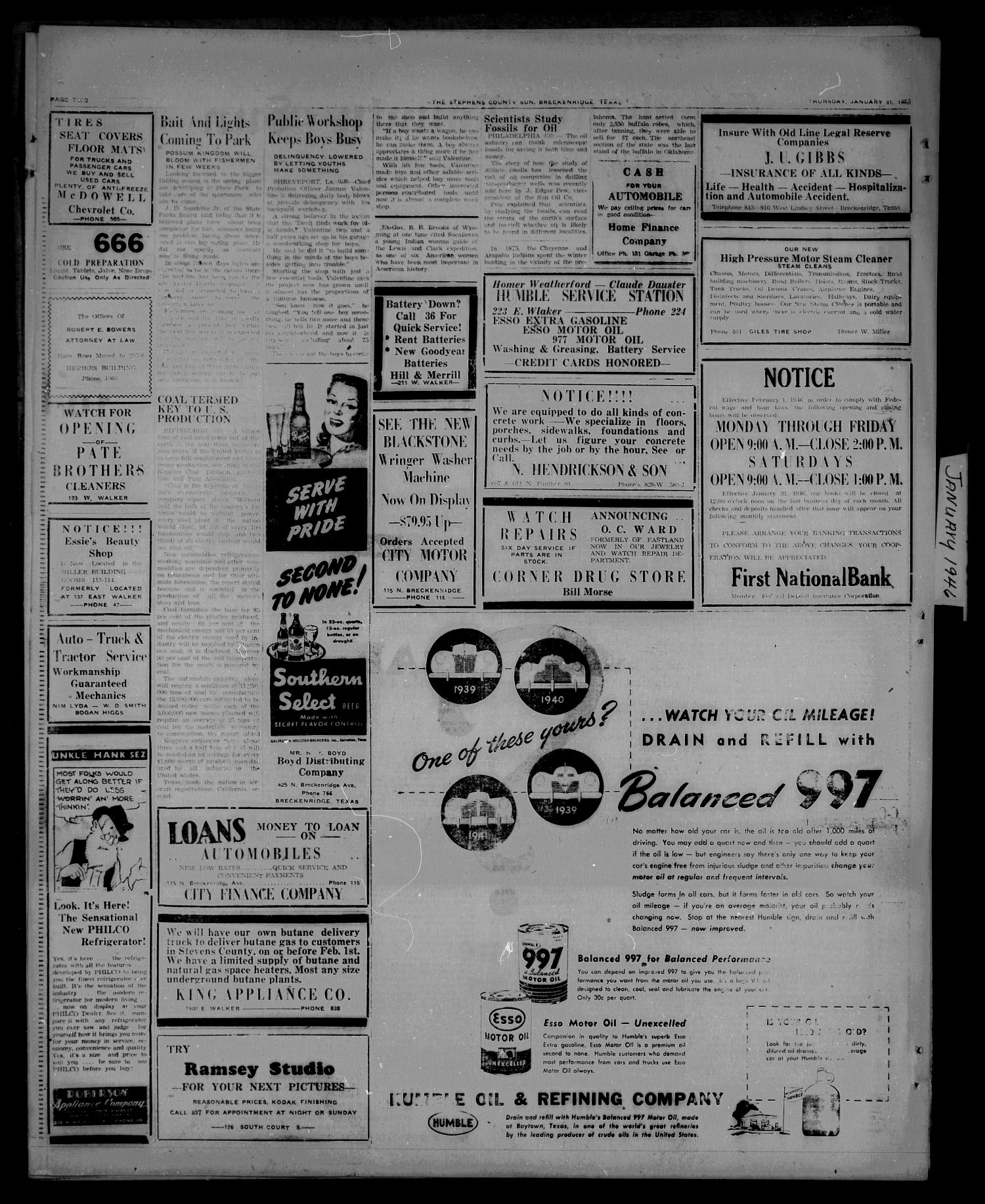 Stephens County Sun (Breckenridge, Tex.), Vol. 14, No. 4, Ed. 1 Thursday, January 31, 1946
                                                
                                                    [Sequence #]: 2 of 6
                                                