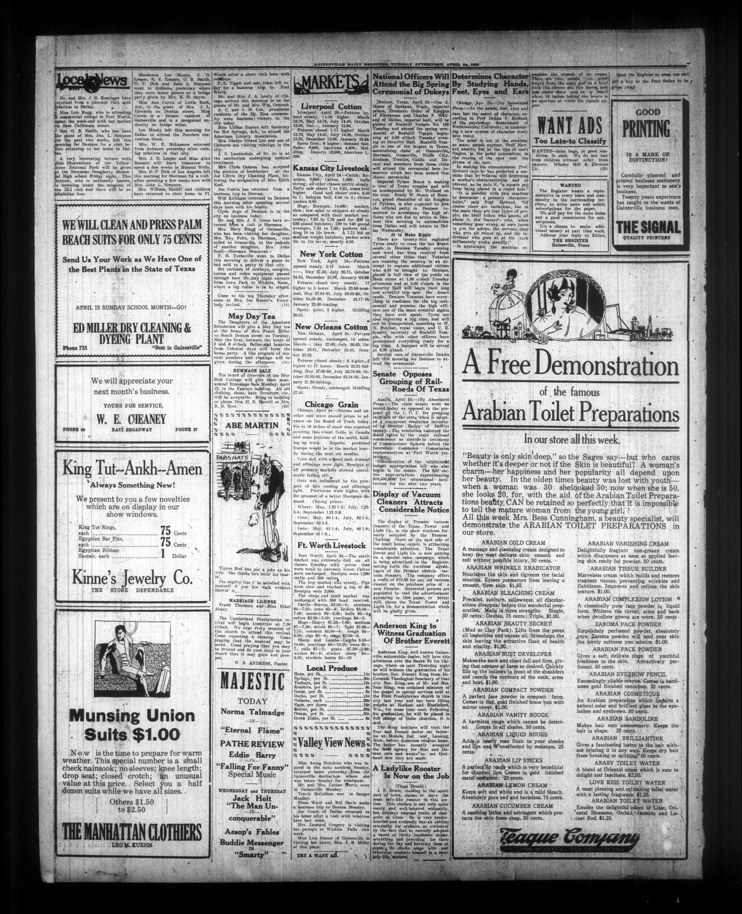 Gainesville Daily Register and Messenger (Gainesville, Tex.), Vol. 39, No. 113, Ed. 1 Tuesday, April 24, 1923
                                                
                                                    [Sequence #]: 6 of 6
                                                