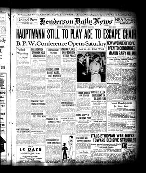 Henderson Daily News (Henderson, Tex.), Vol. 5, No. 225, Ed. 1 Friday, December 6, 1935