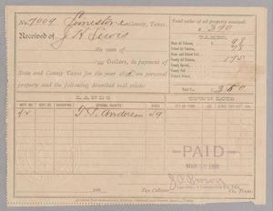 Primary view of object titled '[Receipt for Taxes Paid by J. H. Lewis, March 1896.'.