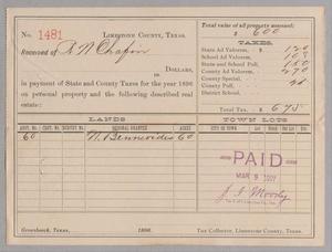 [Receipt for Taxes Paid by A. W. Chafin, March 1897]