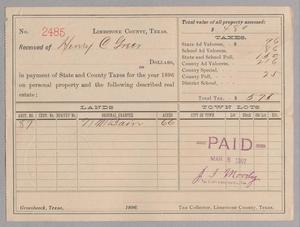 Primary view of object titled '[Receipt for Taxes Paid by Henry C. Green, March 1897]'.