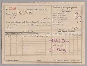 [Receipt for Taxes Paid by J. C. Gates, March 1897]