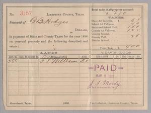 [Receipt for Taxes Paid by B. B. Hodges, March 1897]
