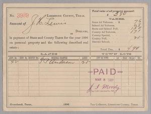 Primary view of object titled '[Receipt for Taxes Paid by J. K. Lewis, March 1897]'.