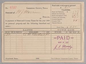 Primary view of object titled '[Receipt for taxes paid by W. J. Morrison, March 1897]'.