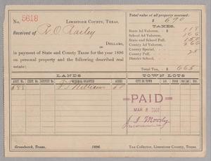 Primary view of object titled '[Receipt for Taxes Paid by R. O. Railey, March 1897]'.