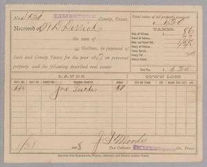 [Receipt for Taxes Paid by M. D. Derrick, January 1898]