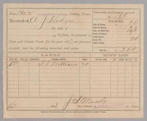 [Receipt for Taxes Paid by A. J. Hodges, January 1898]