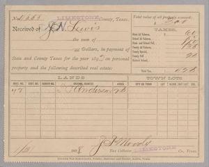 [Receipt for Taxes Paid by J. N. Lewis, January 1898]