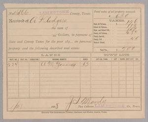 [Receipt for Taxes Paid by A. F. Rodgers, January 1898]