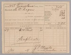 [Receipt for Taxes Paid by E. A. Reagan, January 1898]
