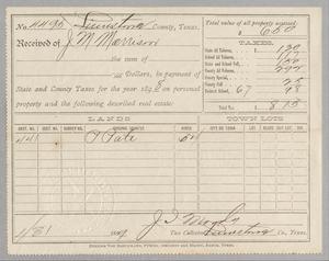 [Receipt for Taxes Paid by J. M. Mansion, January 1899]