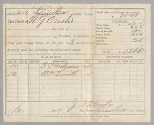 Primary view of object titled '[Receipt for Tax on J. R. Anderson and M. M. Smith]'.
