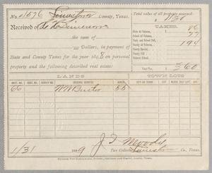 [Receipt for Taxes Paid for W. W. Buster, January 1899]