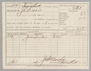 [Receipt for Taxes Paid by J. O. Davis, January 1899]