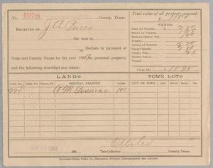 Primary view of object titled '[Receipt for Taxes Paid by J. A. Purey, January 1900]'.