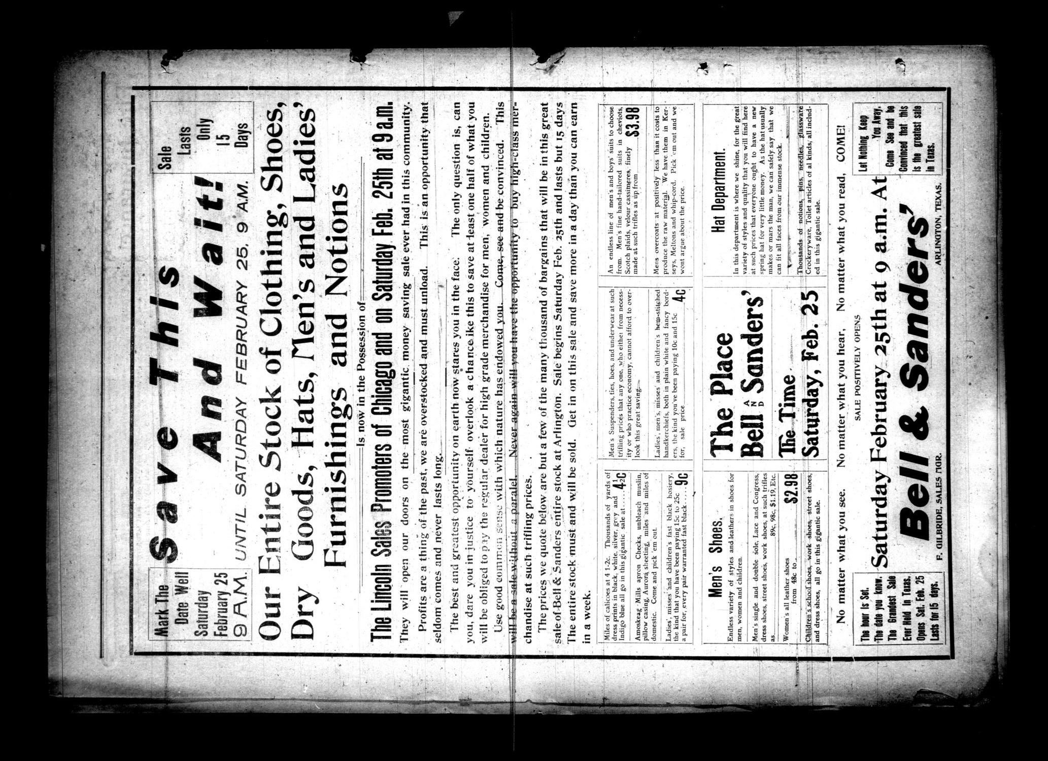 The Arlington Journal. (Arlington, Tex.), Vol. 9, No. 8, Ed. 1 Thursday, February 23, 1905
                                                
                                                    [Sequence #]: 8 of 8
                                                