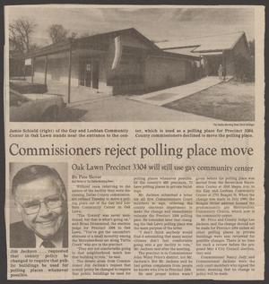 Primary view of object titled '[Clipping: Commissioners reject polling place move]'.