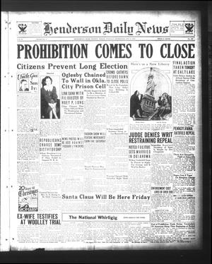 Henderson Daily News (Henderson, Tex.), Vol. 3, No. 220, Ed. 1 Tuesday, December 5, 1933