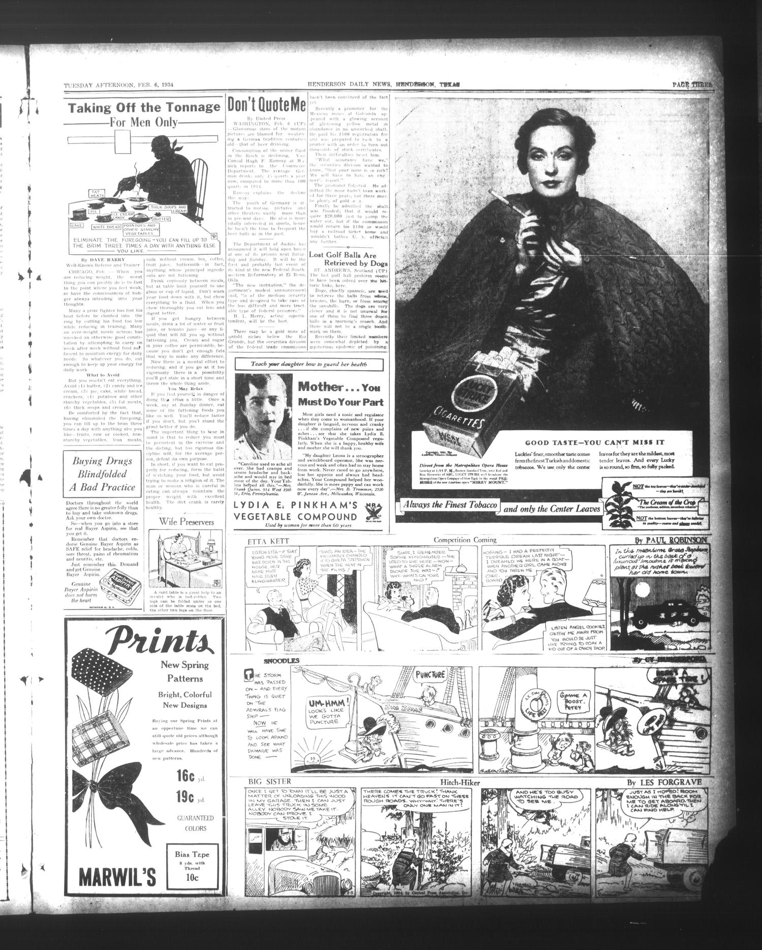 Henderson Daily News (Henderson, Tex.), Vol. 3, No. 273, Ed. 1 Tuesday, February 6, 1934
                                                
                                                    [Sequence #]: 3 of 8
                                                
