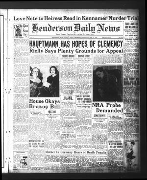Primary view of object titled 'Henderson Daily News (Henderson, Tex.), Vol. 4, No. 285, Ed. 1 Thursday, February 14, 1935'.