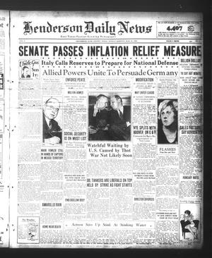 Primary view of object titled 'Henderson Daily News (Henderson, Tex.), Vol. 5, No. 4, Ed. 1 Sunday, March 24, 1935'.
