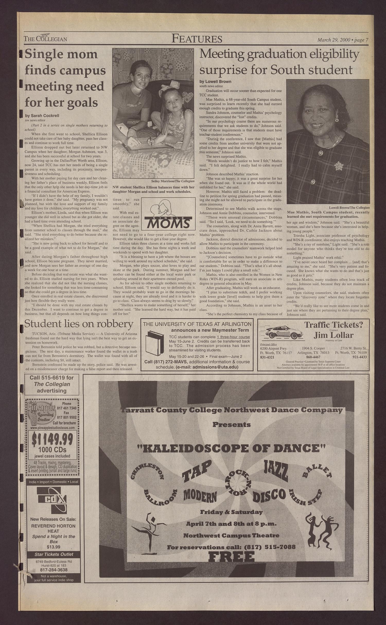 The Collegian (Hurst, Tex.), Vol. 12, No. 23, Ed. 1 Wednesday, March 29, 2000
                                                
                                                    [Sequence #]: 7 of 10
                                                