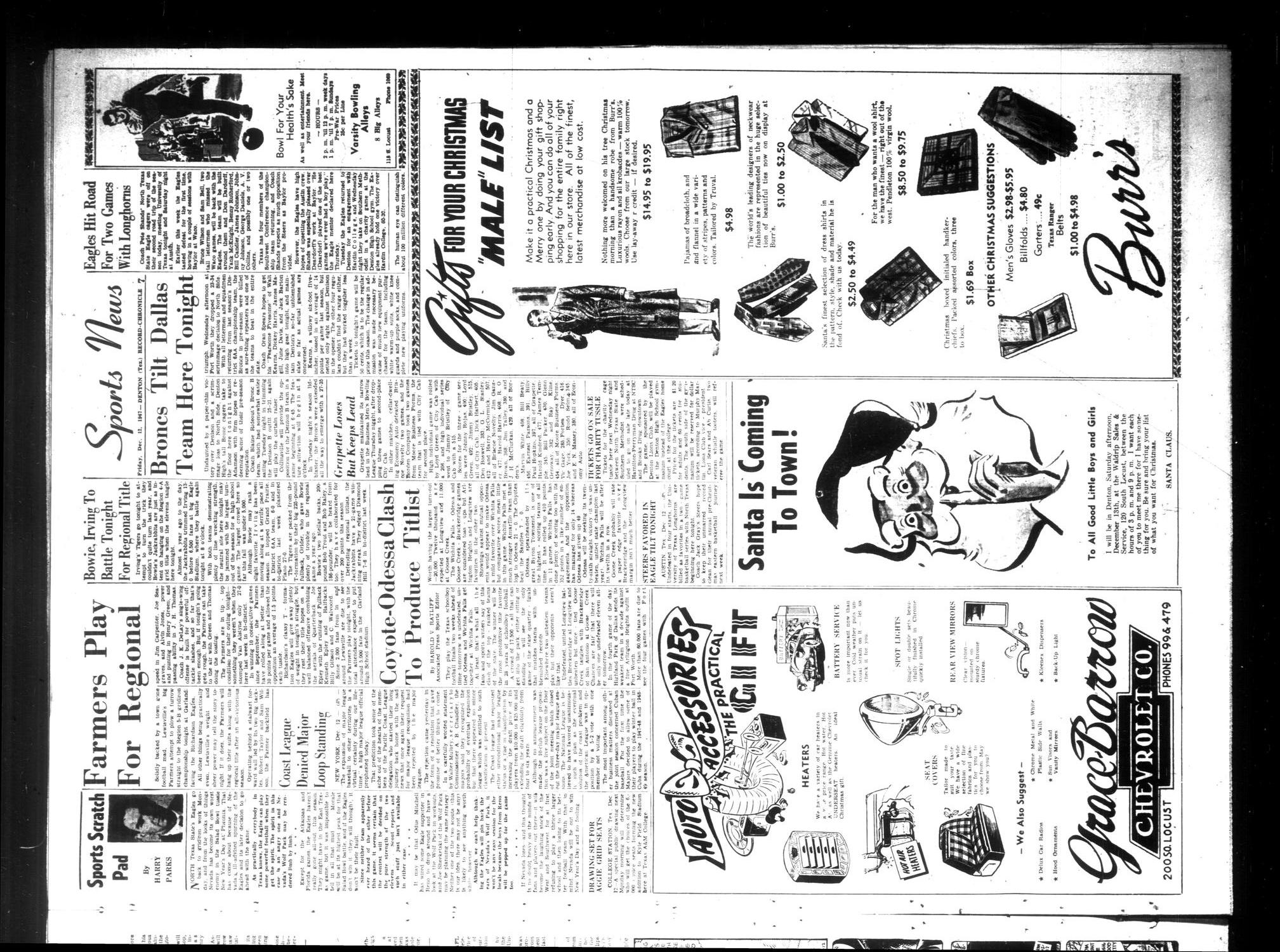 Denton Record-Chronicle (Denton, Tex.), Vol. 45, No. 103, Ed. 1 Friday, December 12, 1947
                                                
                                                    [Sequence #]: 7 of 12
                                                