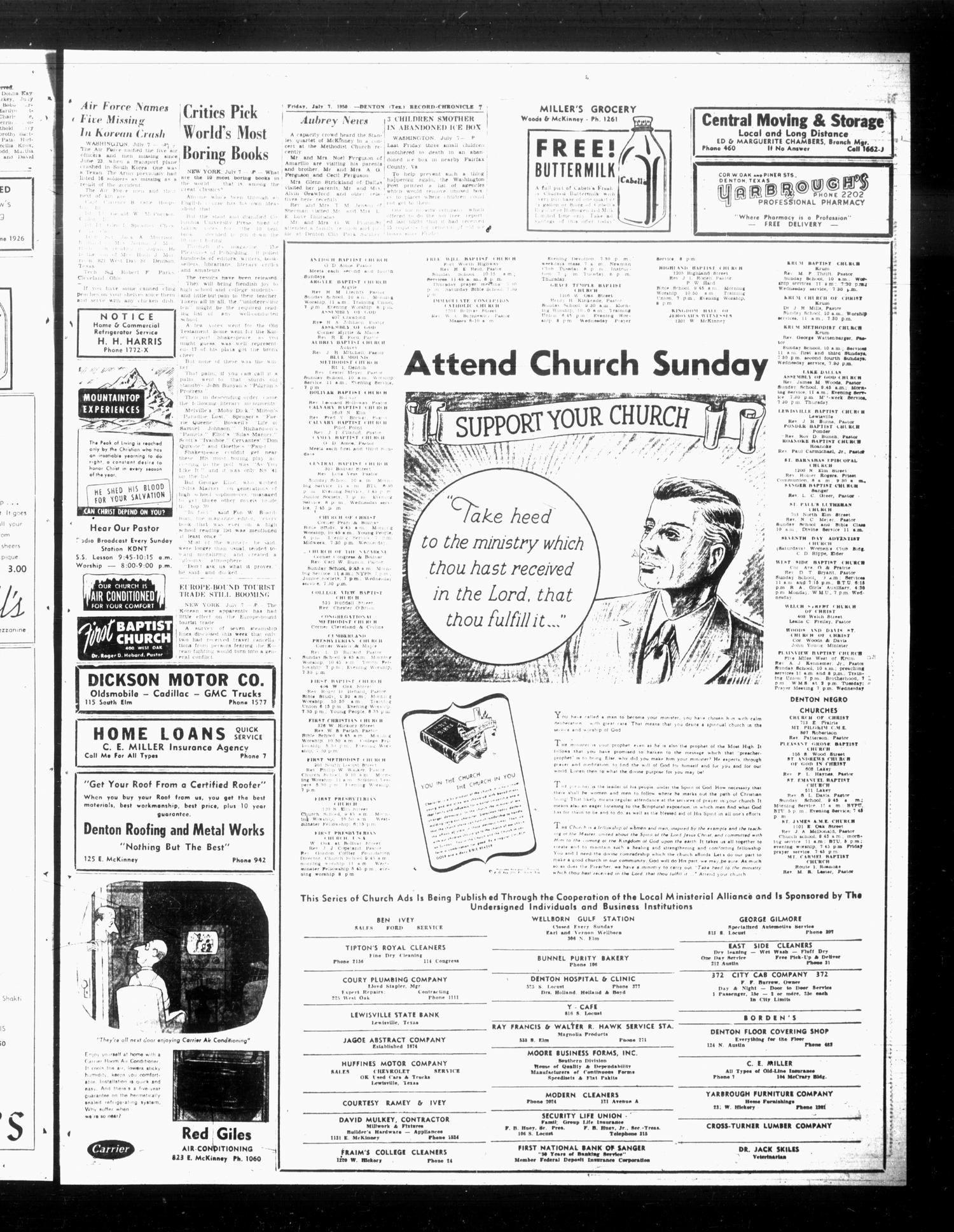 Denton Record-Chronicle (Denton, Tex.), Vol. 47, No. 282, Ed. 1 Friday, July 7, 1950
                                                
                                                    [Sequence #]: 7 of 10
                                                