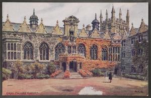 Primary view of object titled '[Postcard of Oxford's Oriel College]'.