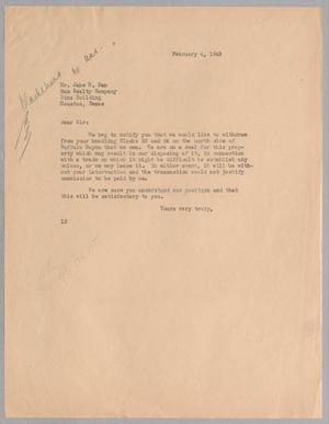Primary view of object titled '[Letter from Isaac H. Kempner to Jake H. Sam, February 4, 1943]'.